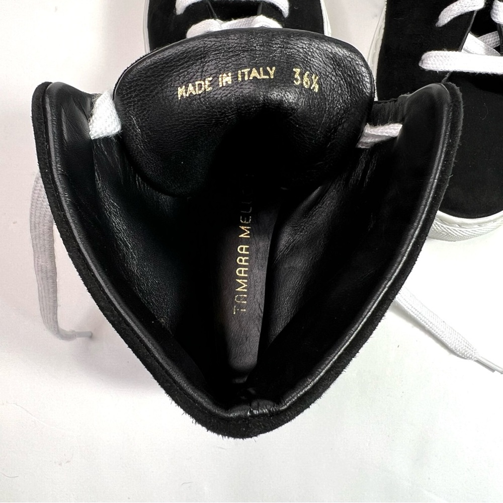 Tamara Mellon THC High Top Black Suede Lace Up Sneakers Size EU 36.5 - US 6.5 - Picture 12 of 14